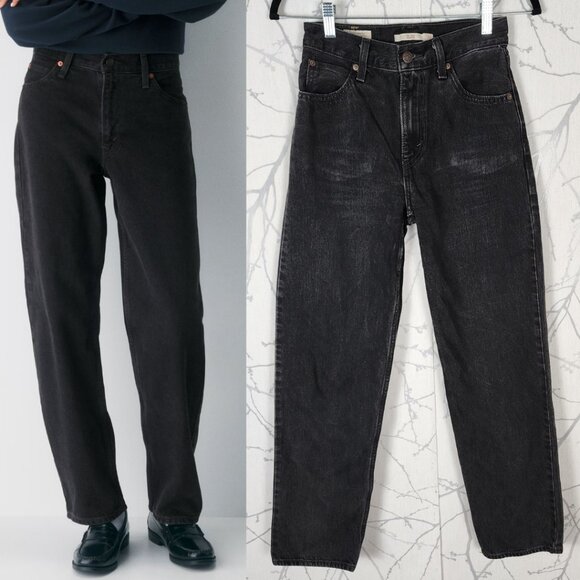 Levi's Black Wash Rigid Denim High Rise Dad Jeans - Picture 1 of 10